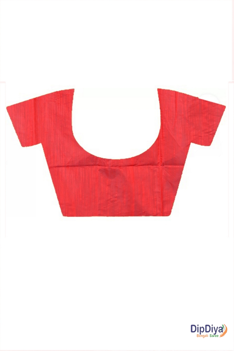 Red Cotton Blended Paroni Embroidery Handloom saree (492)